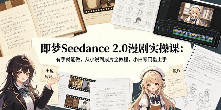 即梦Seedance 2.0漫剧实操课：有手就能做，从小说到成片全教程，小白零门槛上手-三禾网络