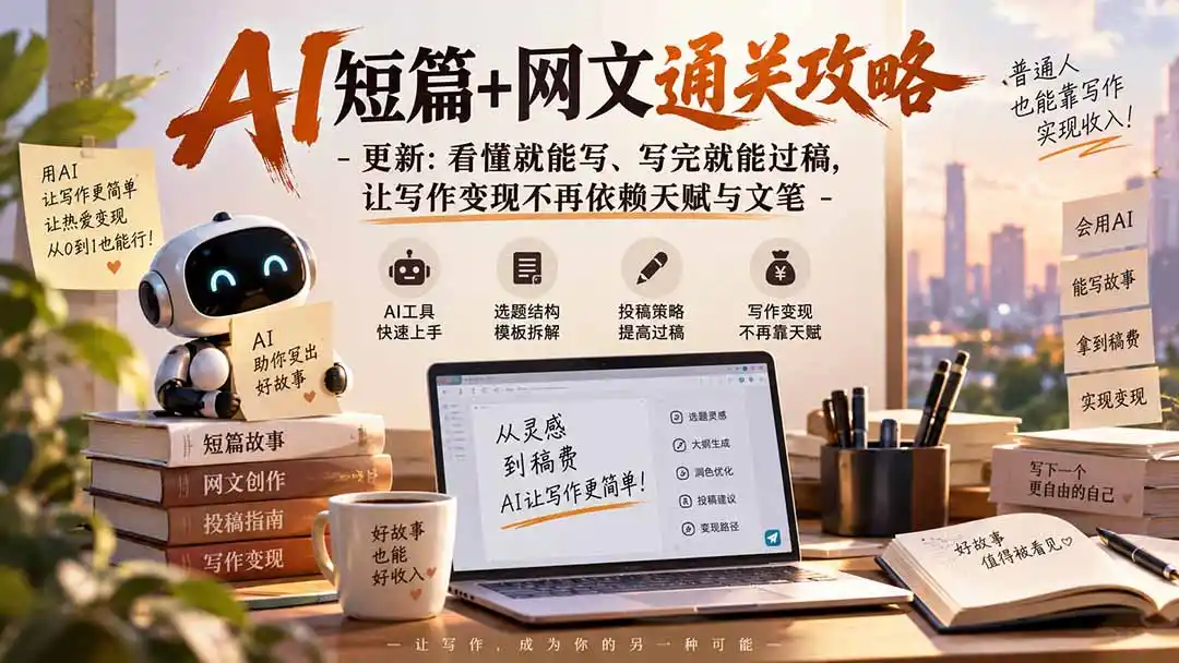 AI短篇+网文通关攻略-更新1009：看懂就能写、写完就能过稿，让写作变现不再依赖天赋与文笔-三禾网络