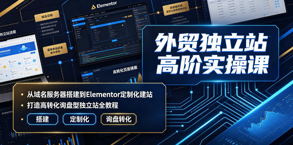 外贸独立站高阶实操课｜从域名服务器搭建到Elementor定制化建站，打造高转化询盘型独立站全教程-三禾网络
