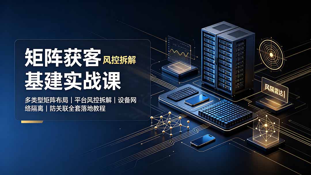 矩阵获客基建实战课：多类型矩阵布局｜平台风控拆解｜设备网络隔离｜防关联全套落地教程-三禾网络