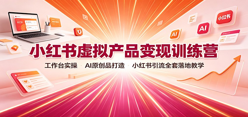 小红书虚拟产品变现训练营:工作台实操,AI原创品打造,小红书引流全套落地教学-三禾网络