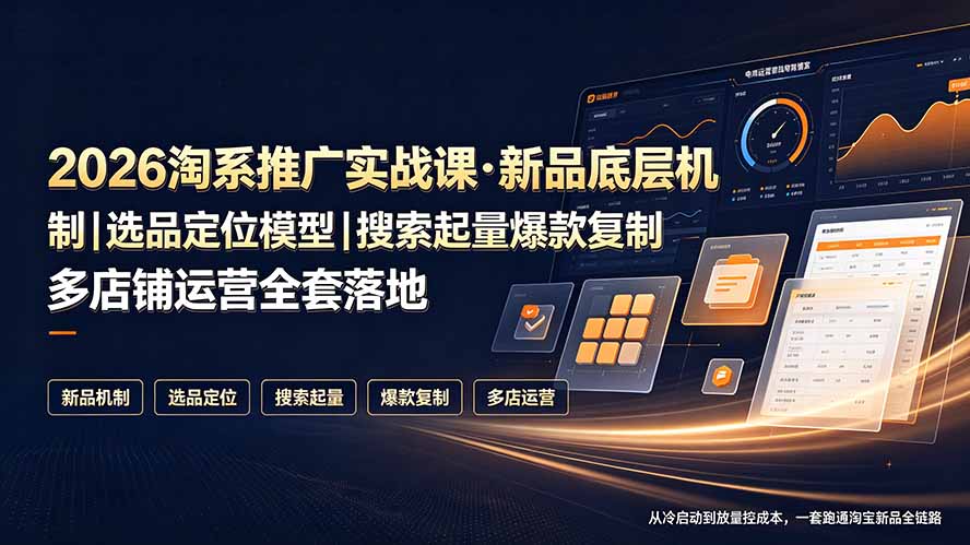 2026淘系推广实战课·新品底层机制｜选品定位模型｜搜索起量爆款复制多店铺运营全套落地教程-三禾网络