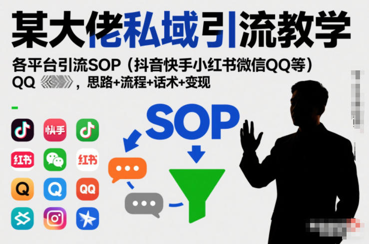 某大佬私域引流教学,各平台引流SOP(抖音快手小红书微信QQ等),思路+流程+话术+变现(更新0708)-三禾网络