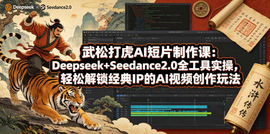武松打虎AI短片制作课：Deepseek+Seedance2.0全工具实操，轻松解锁经典IP的AI视频创作玩法-三禾网络