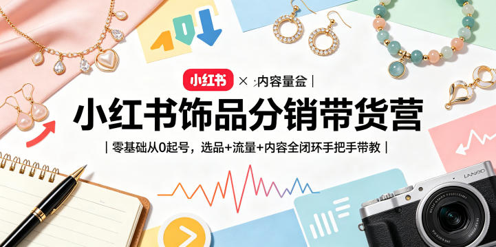小红书饰品分销带货营｜零基础从0起号，选品+流量+内容全闭环手把手带教-三禾网络