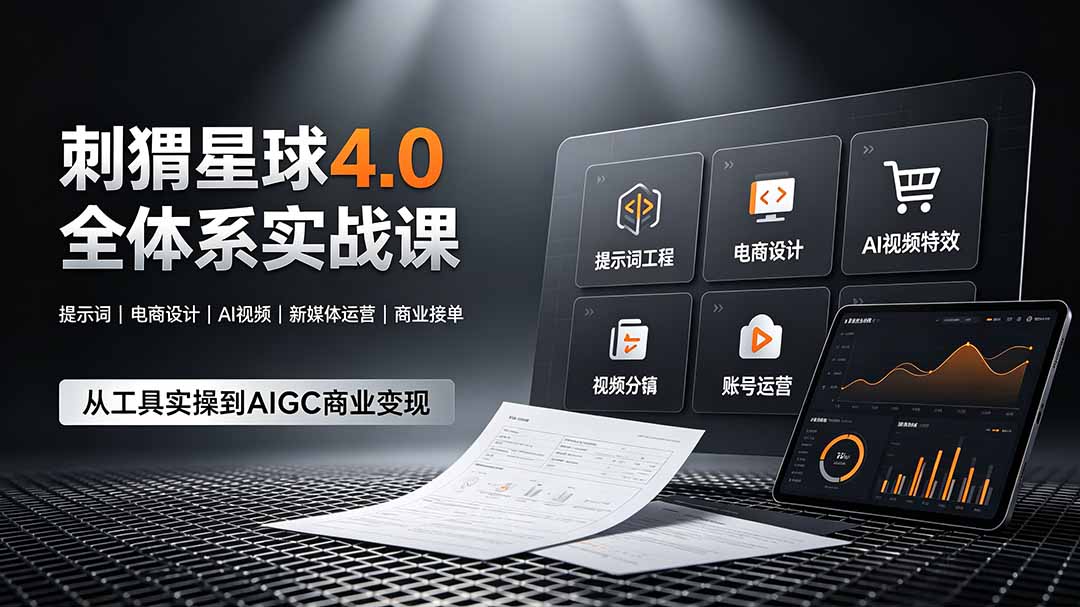 刺猬星球4.0全体系实战课，覆盖提示词工程、电商设计、AI视频特效与新媒体运营，一站式掌握AIGC商业核心技能-三禾网络