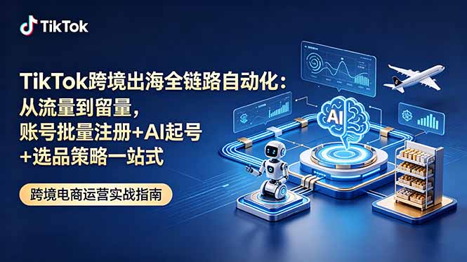 TikTok跨境出海全链路自动化：从流量到留量，账号批量注册+AI起号+选品策略一站式-三禾网络