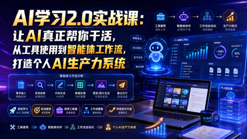AI学习2.0实战课：让AI真正帮你干活，从工具使用到智能体工作流，打造个人AI生产力系统-三禾网络