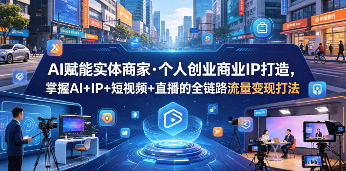 AI赋能实体商家·个人创业商业IP打造,掌握AI+IP+短视频+直播的全链路流量变现打法-三禾网络