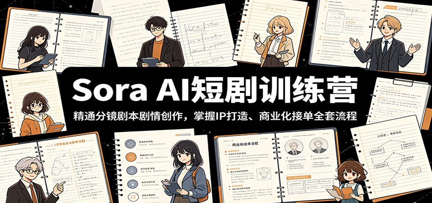 Sora AI短剧训练营：精通分镜剧本剧情创作，掌握IP打造、商业化接单全套流程-三禾网络