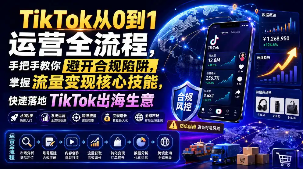 TikTok从0到1运营全流程，手把手教你避开合规陷阱，掌握流量变现核心技能，快速落地TikTok出海生意(更新8月)-三禾网络