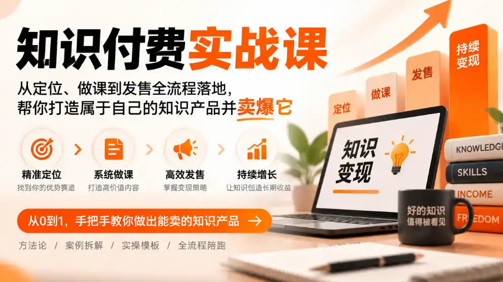 知识付费实战课:从定位、做课到发售全流程落地,帮你打造属于自己的知识产品并卖爆它-三禾网络