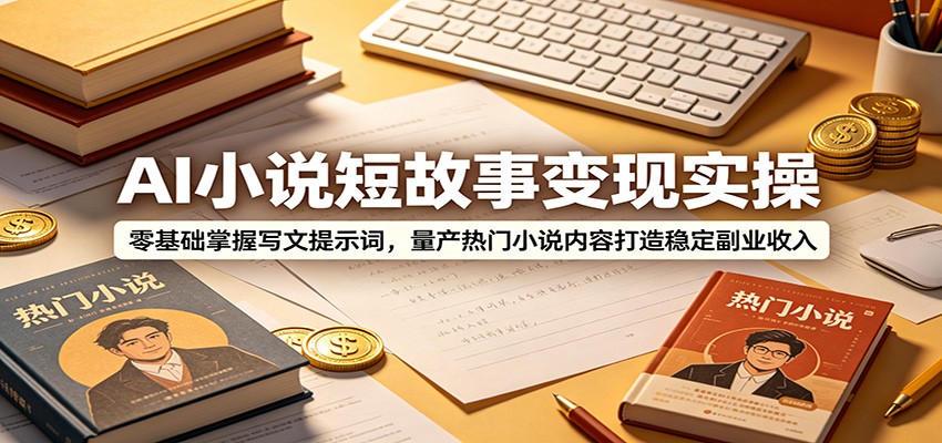 AI小说短故事变现实操:零基础掌握写文提示词,量产热门小说内容打造稳定副业收入-三禾网络