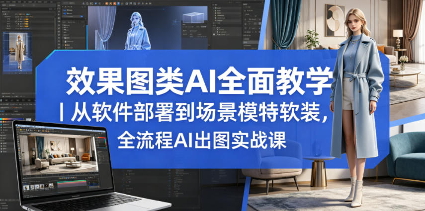 效果图类AI全面教学｜从软件部署到场景模特软装，全流程AI出图实战课-三禾网络