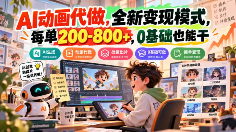 AI动画代做,全新变现模式,每单200-800+,0基础也能干【揭秘】-三禾网络