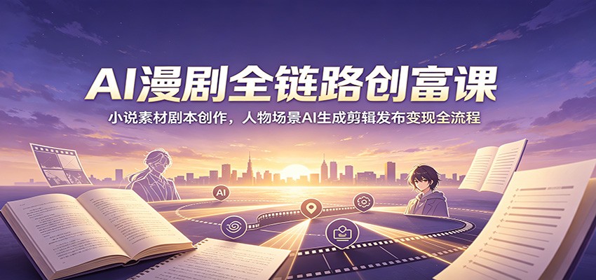 AI漫剧全链路创富课：小说素材剧本创作，人物场景AI生成剪辑发布变现全流程-三禾网络