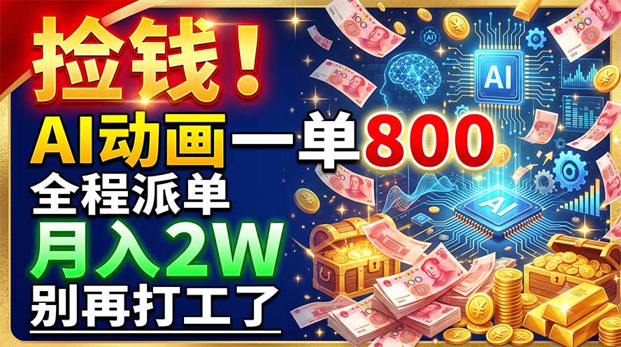 捡钱！AI动画一单800，全程派单，月入2W，别再打工了-三禾网络