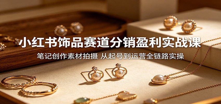 小红书饰品赛道分销盈利实战课：笔记创作素材拍摄，从起号到运营全链路实操-三禾网络