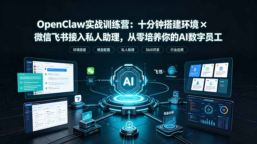OpenClaw实战特训营：十分钟搭建环境×微信飞书接入私人助理，从零培养你的AI数字员工-三禾网络