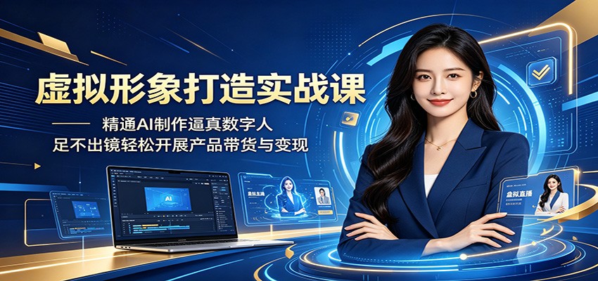 虚拟形象打造实战课：精通AI制作逼真数字人，足不出镜轻松开展产品带货与变现-三禾网络