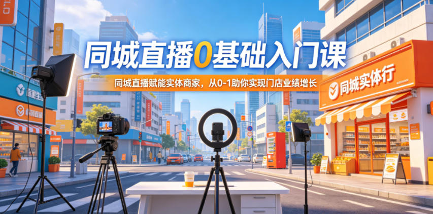 同城直播0基础入门课，同城直播赋能实体商家，从0-1助你实现门店业绩增长-三禾网络