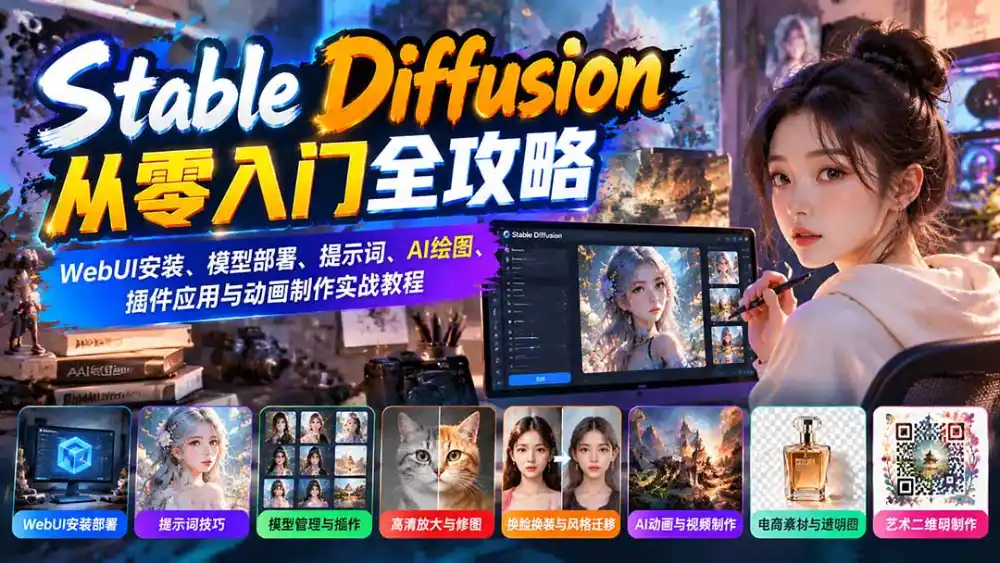 Stable Diffusion从零入门全攻略:WebUI安装、模型部署、提示词、AI绘图、插件应用与动画制作实战教程-三禾网络