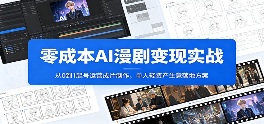 零成本AI漫剧变现实战：从0到1起号运营成片制作，单人轻资产生意落地方案-三禾网络
