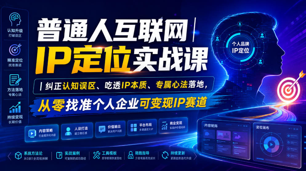 普通人互联网IP定位实战课｜纠正认知误区、吃透IP本质、专属心法落地，从零找准个人企业可变现IP赛道-三禾网络