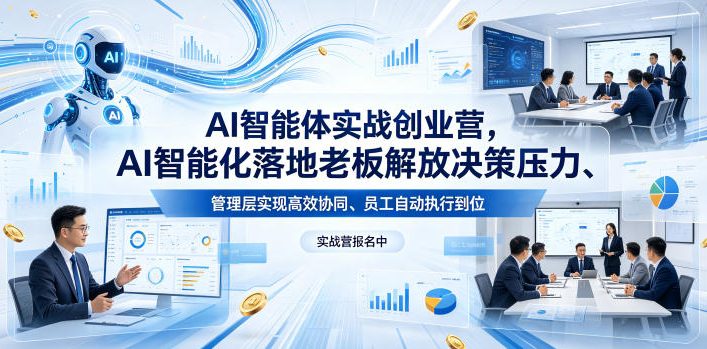 AI智能体实战创业营26年4月23-25号线下课，AI智能化落地老板解放决策压力、管理层实现高效协同、员工自动执行到位-三禾网络