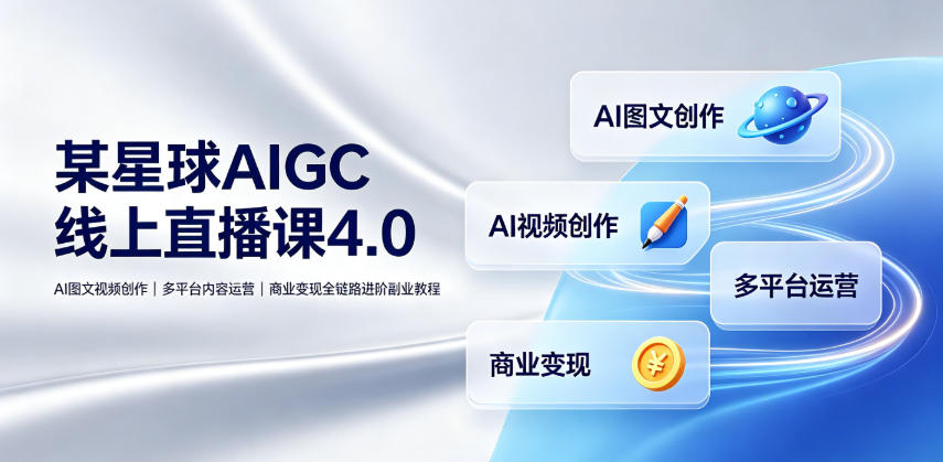某星球AIGC线上直播课4.0｜AI图文视频创作、多平台内容运营、商业变现全链路进阶副业教程-三禾网络
