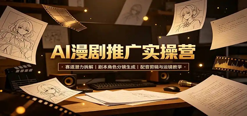 AI漫剧推广实操营:赛道潜力拆解,剧本角色分镜生成,配音剪辑与运镜教学-三禾网络