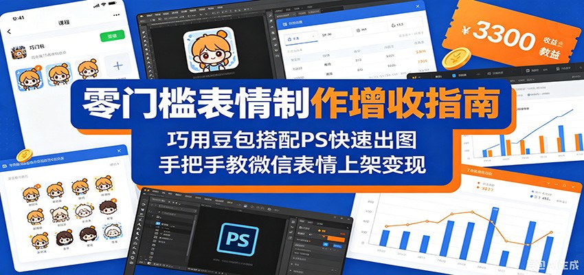 零门槛表情制作增收指南：巧用豆包搭配 PS 快速出图，手把手教微信表情上架变现-三禾网络