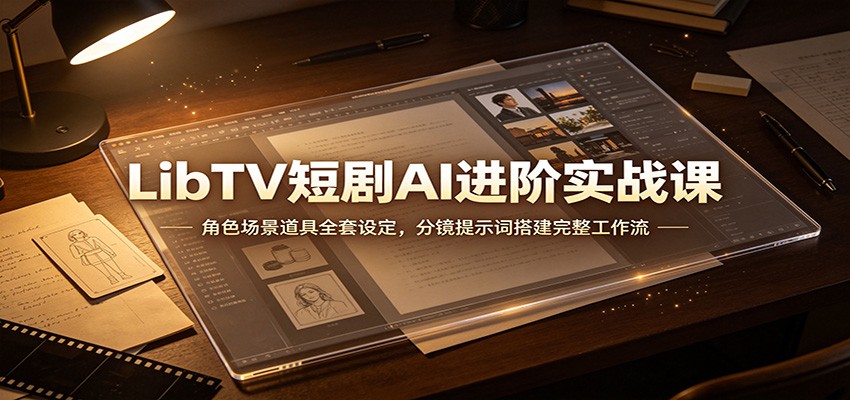 LibTV短剧AI进阶实战课：角色场景道具全套设定，分镜提示词搭建完整工作流-三禾网络