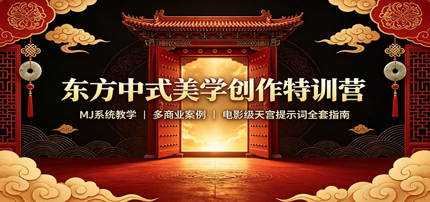 东方中式美学创作特训营：MJ系统教学，多商业案例，电影级天宫提示词全套指南-三禾网络
