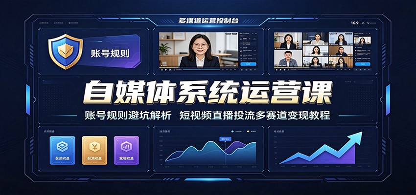 自媒体系统运营课：账号规则避坑解析，短视频直播投流多赛道变现教程-三禾网络