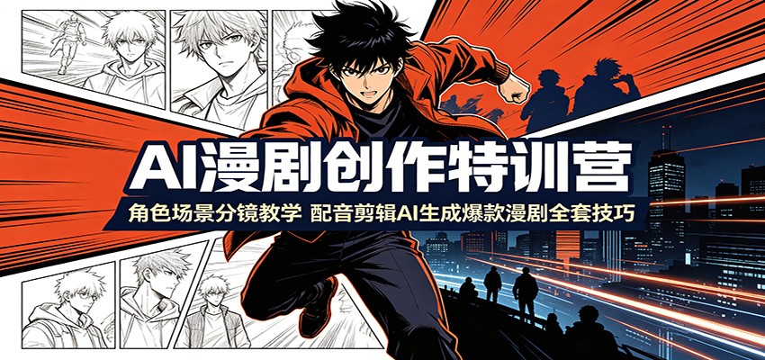 AI漫剧创作特训营：角色场景分镜教学，配音剪辑AI生成爆款漫剧全套技巧-三禾网络