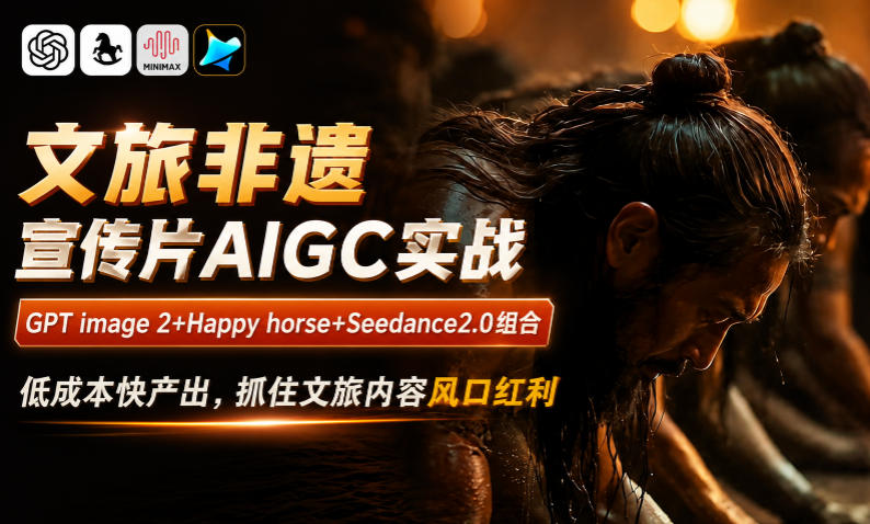 文旅非遗宣传片AIGC实战，GPT image 2+Happy horse+Seedance2.0组合，低成本快产出，抓住文旅内容风口红利-三禾网络
