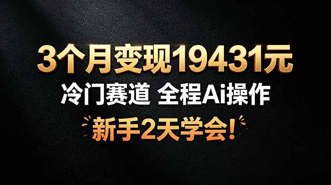 3个月变现19431元，冷门赛道 全程Ai操作，新手2天学会！-三禾网络