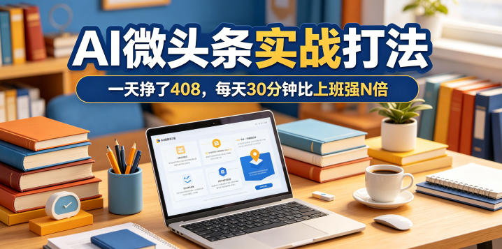 一天挣了408，AI微头条实战打法，每天30分钟比上班强N倍-三禾网络