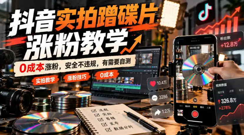 抖音实拍蹭碟片涨粉教学,0成本涨粉,安全不违规,有需要自测 抖音实拍蹭碟片涨粉教学,0成本涨粉,安全不违规,有需要自测