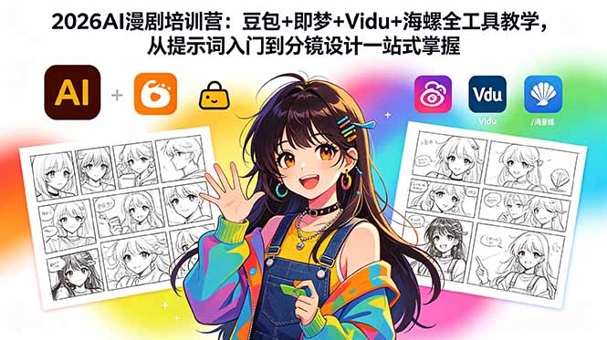 2026AI漫剧培训营：豆包+即梦+Vidu+海螺全工具教学，从提示词入门到分镜设计一站式掌握-三禾网络