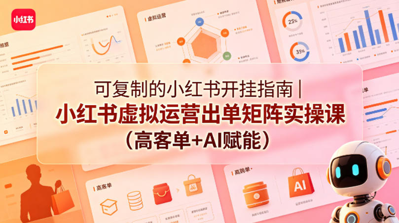 可复制的小红书开挂指南｜小红书虚拟运营出单矩阵实操课(高客单+AI赋能)-三禾网络