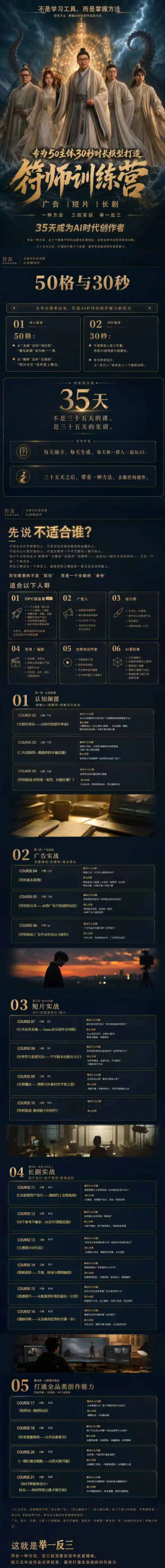 符师训练营-35天成为AI时代创作者，广告+短片+漫剧+智能体四大实战方向，掌握从创意到上线的完整工作流-三禾网络