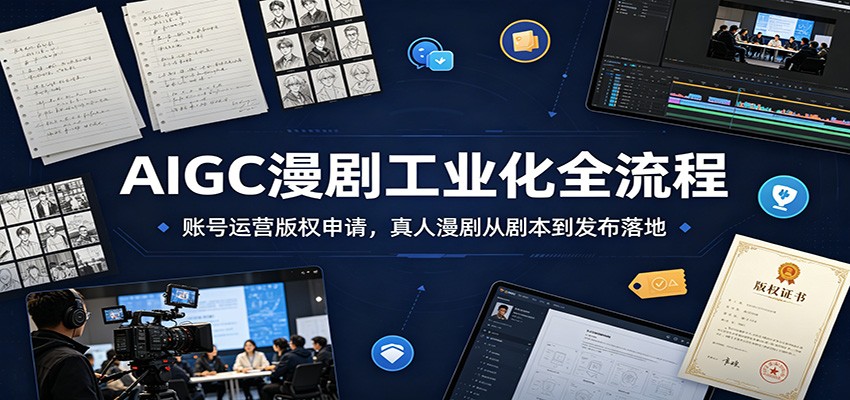AIGC漫剧工业化全流程：账号运营版权申请，真人漫剧从剧本到发布落地-三禾网络