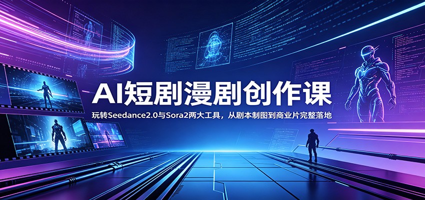 AI短剧漫剧创作课：玩转Seedance2.0与 Sora2两大工具，从剧本制图到商业片完整落地-三禾网络