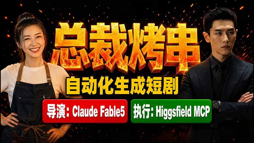 《总裁烤串》真人短剧全自动诞生！Claude Fable5 当导演，Higgsfield MCP 执行！-三禾网络