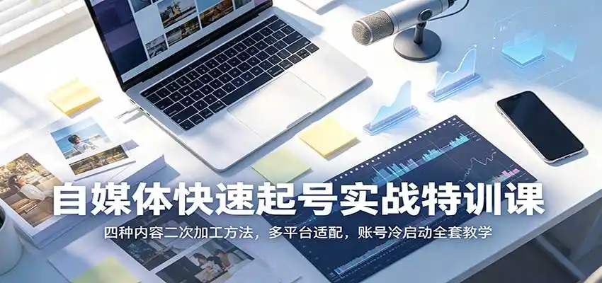 自媒体快速起号实战特训课：四种内容二次加工方法，多平台适配，账号冷启动全套教学-三禾网络
