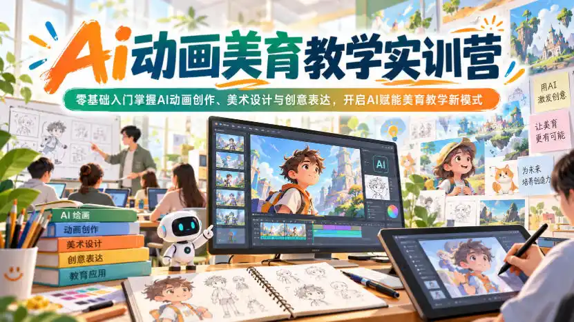 Ai动画美育教学实训营，零基础入门掌握AI动画创作、美术设计与创意表达，开启AI赋能美育教学新模式-三禾网络