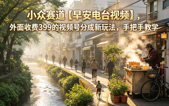 小众赛道【早安电台视频】，外面收费399的视频号分成新玩法，手把手教学-三禾网络