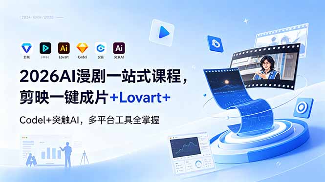 2026AI 漫剧一站式课程，剪映一键成片+Lovart+Codel+突触AI，多平台工具全掌握-三禾网络